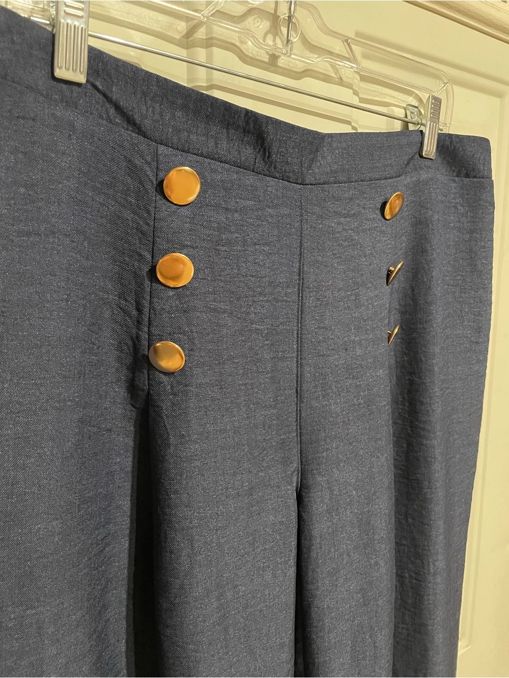 Wren Navy Wide-Leg Sailor Trousers with Gold Buttons - NWOT - Picture 2 of 4